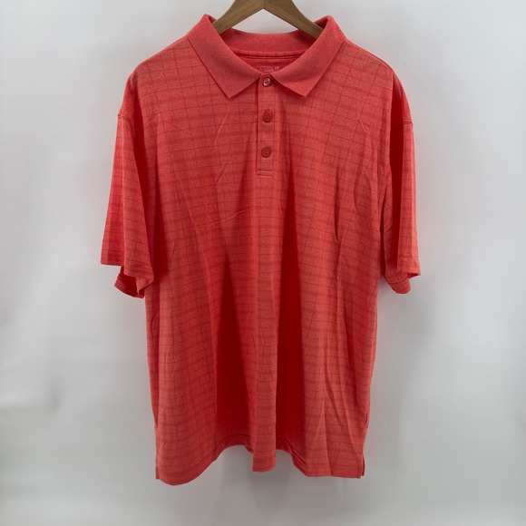 Haggar Cool 18 Pro Performance Golf Polo Shirt Coral Plaid XL Men Casual - Picture 7 of 9